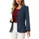 thumbnail image 4 of BLAZER DE MEZCLILLA PARA MUJER INSPIRE CHIC, SOLAPA NOTCH, DE UN SOLO BOTÓN, CON ALMOHADILLA EN LOS HOMBROS, CHAQUETAS DE TRABAJO, TAMAÑO S, AZUL OSCURO, 4 of 6