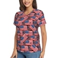 thumbnail image 2 of Xecao America Flags1 for Women's V-Neck T-Shirts-Elegant Half-Sleeve Tops Perfect for Summer-3X-Large, 2 of 5