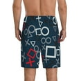 thumbnail image 5 of Salouo Navy Blue Geometric Pattern Men's Sleep Pajama Shorts,Pajama Bottoms Elastic Waistband Sleep Pajama Short PJ Shorts for Men -3X-Large, 5 of 6