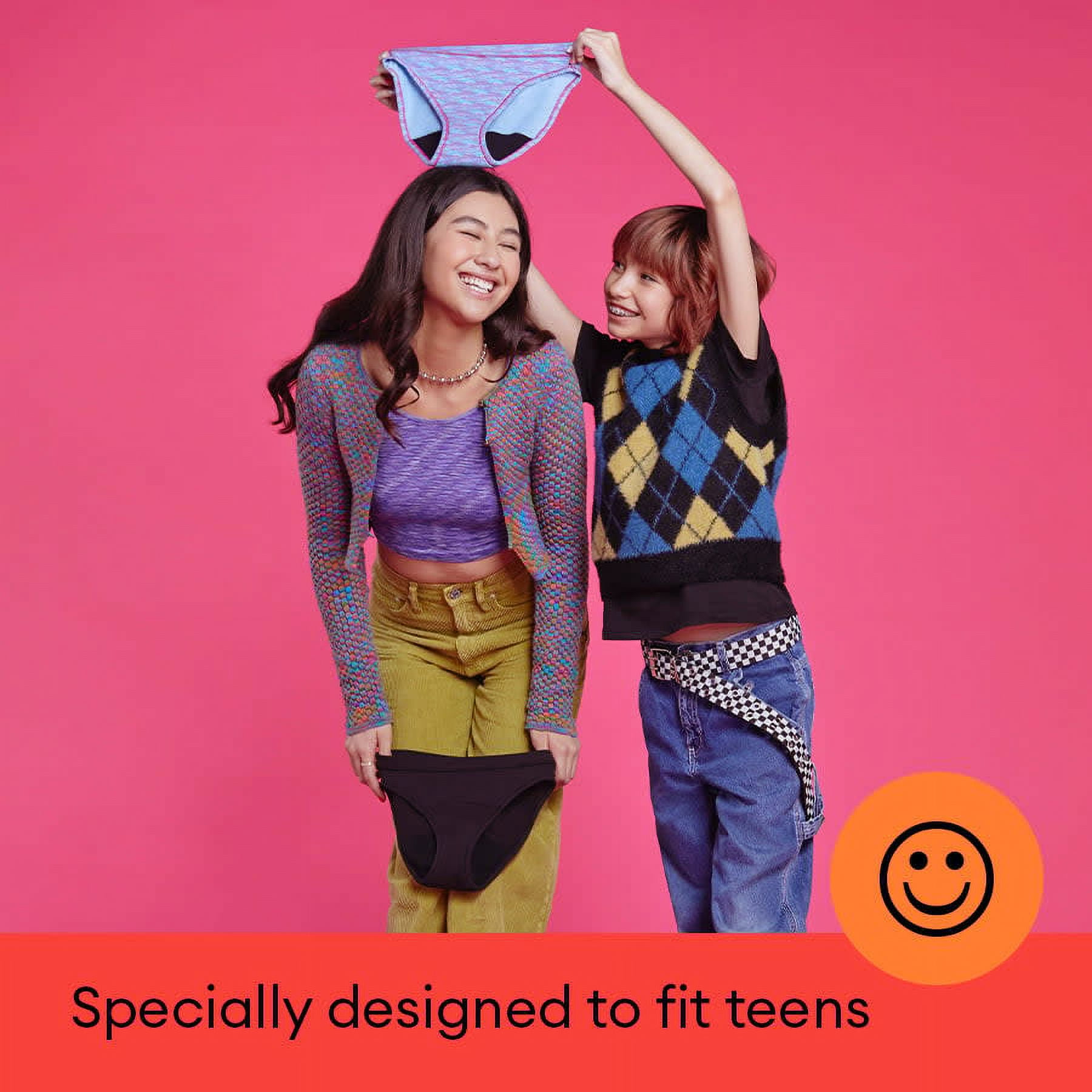Thinx Teens Super Absorbency Cotton Brief Period Underwear, Hologram