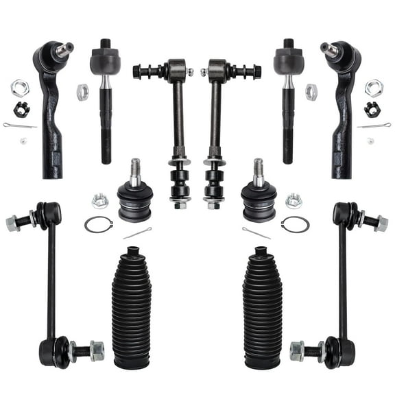 Detroit Axle - RWD Front 12pc Suspension Kit for 03-06 Toyota Tundra, Tie Rods Upper Ball Joints Boots Front and Rear Sway Bars 2003 2004 2005 2006 Replacement