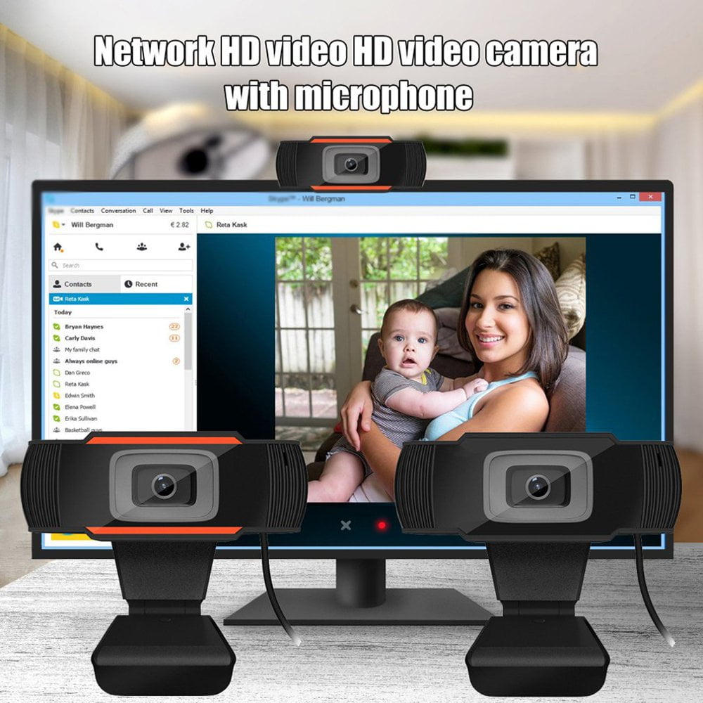LESHP Webcam Camera Drive Free Conference High Definition Web Cam Video Recording Mic Computer PC Laptop Accessory Walmart
