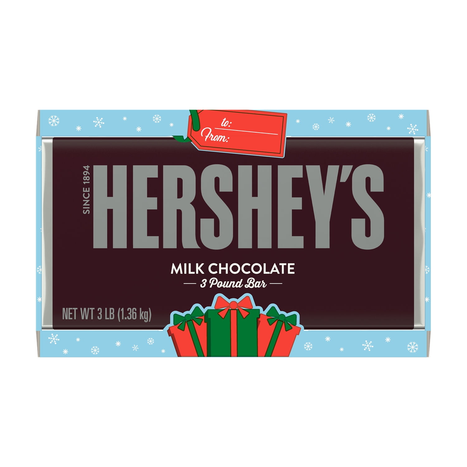 HERSHEY'S, Milk Chocolate Candy, Holiday, 3 lb, Bulk Bar