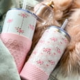 thumbnail image 4 of Biddlebee 20oz Insulated Stainless Steel Tumbler with Straw and Silicone Boot, Pink Roses, 4 of 12