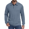 thumbnail image 4 of JWD Mens Long Sleeve Polo Shirt Classic Collared Button Pullover Casual Regular Fit Soft Lightweight Knit Top Blue L, 4 of 9