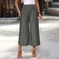 thumbnail image 7 of Fnooota Women's Capri Pants, Summer Elastic Waist Casual Wide-leg Capris with Pockets Gray Size 2XL, 7 of 7