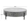 thumbnail image 3 of DecMode 38" x 12" Gray Mother of Pearl Shell Handmade Vertical Stripe Mosaic Inlay Geometric Coffee Table with Black Metal Legs, 1-Piece, 3 of 11
