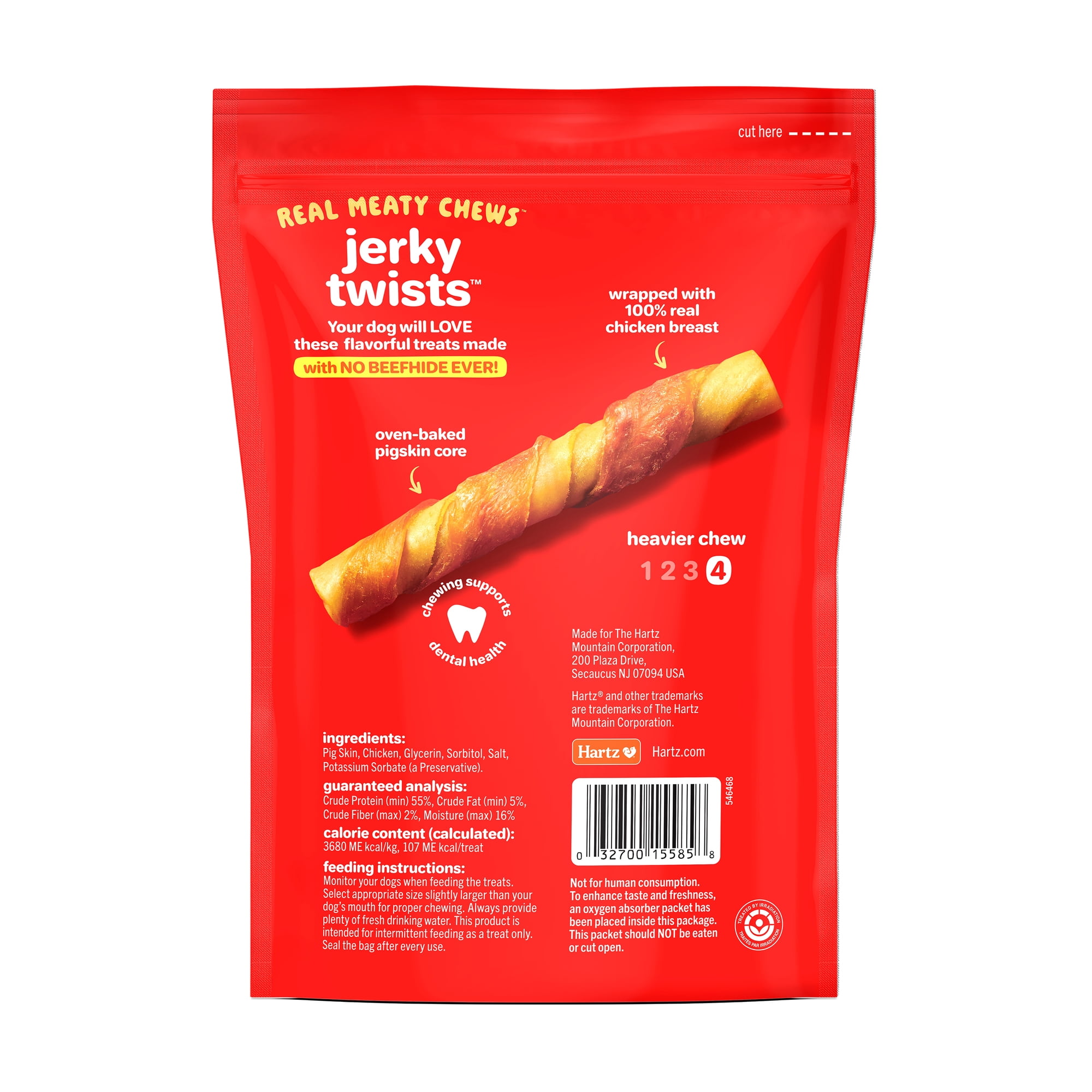 Hartz Oinkies Rawhide-Free Chicken Wrapped Smoked Pig Skin Twists Dog Treats, 8.2 oz Bag (8 Count)
