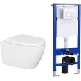 thumbnail image 1 of Wall Hung Toilet Combo Set, Concealed In-Wall Toilet Tank Carrier System, Adjustable Wall Mounted Toilet Bowl with Soft-Close Seat,Dual Flush Push Buttons Included, White, 1 of 13