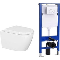 In-wall Smart Toilet Combo Set - Toilet Bowl With Soft-Close Seat, Tank Push Buttons Included