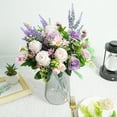 thumbnail image 6 of Dalrosia Spring Flowers Artificial Silk Flowers Bouquet Purple Fake Floral Arrangements with Rose Peony Daisy for Home Wedding Baby Shower Bridal Bouquet Table Centerpieces Party Decorations, 6 of 7