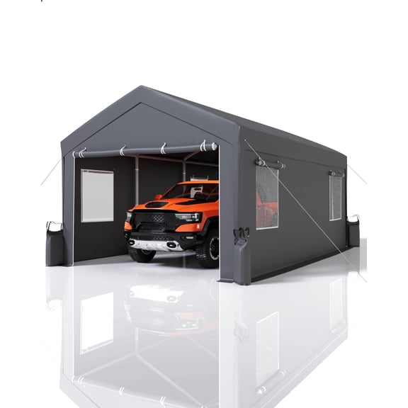 10x20 Ft Carport, Heavy Duty Carport with 4 Roll-Up Windows & Doors, Portable Carports, Waterproof UV Resistant Anti-Snow Shelter, All-Season Tarp for Car, Truck, Boat, Motorcycle, ATVs