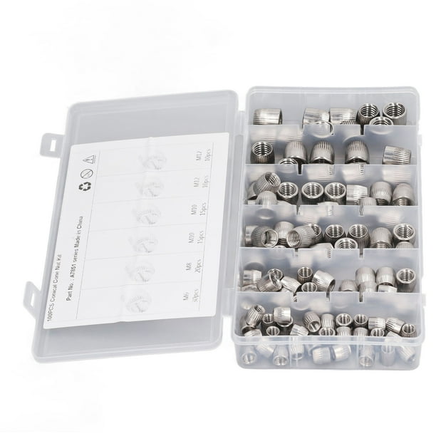 Juego De Tuercas Cónicas, Resistencia Al Desgaste 4 Tipos 100 Piezas Tuerca Cónica De Implosión Moleteada 6 Mm 8 Mm 10 Mm 12 Mm Acero Inoxidable 304 Para Uso Marino