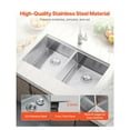 thumbnail image 3 of 33" Kitchen Sink Undermount Double Bowl Stainless Steel Drop-In Bar Sink, 3 of 9