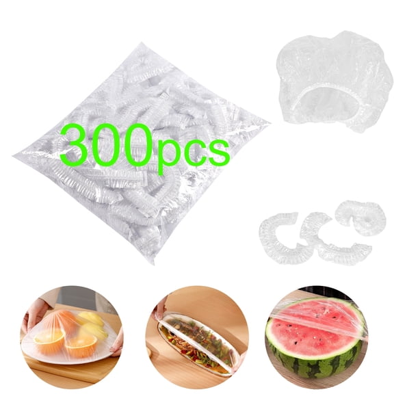 Elastic Food Covers Set | Reusable Plastic Bowl & Plate Covers with Elastic Edges | Stretchable Lids for Fruits, Bowls, Cups & Dishes | 300 Count Food Cover Pack