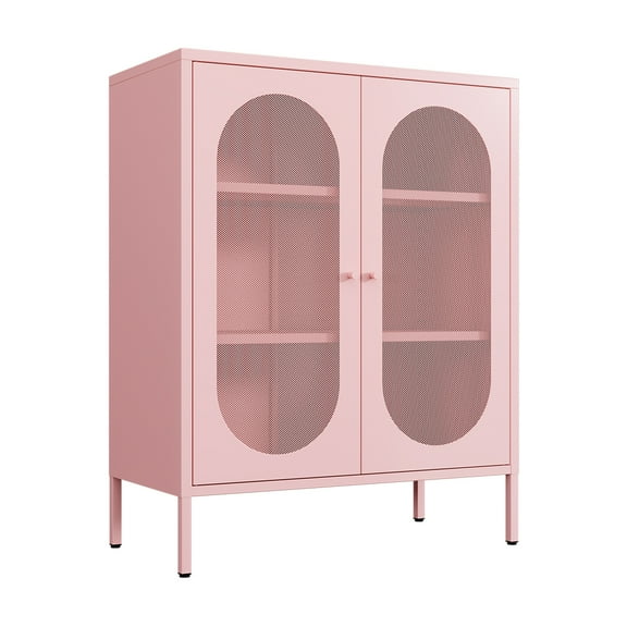 2 Door Metal Locker Storage Cabinet-Mesh Metal Doors,3-Tier Metal Cabinet for Living Room,Office,Home