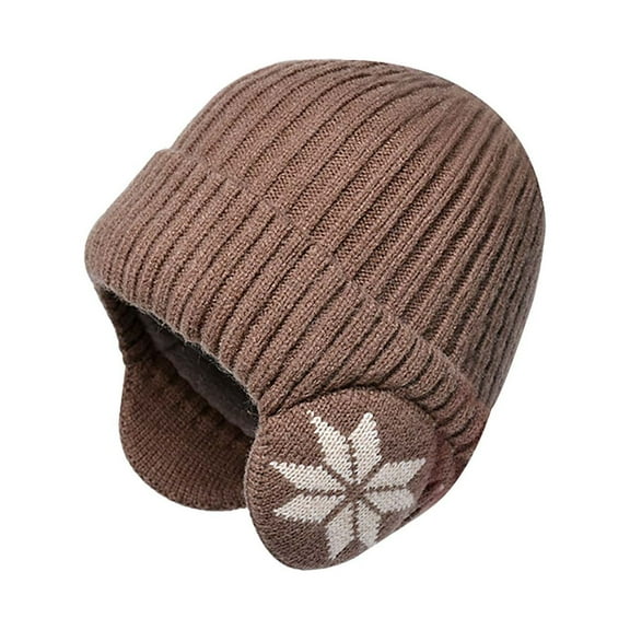 LIZENG Clearance Winter Knitted Wool Hat Men Women Outdoor Cold Protection Double-Layer Earmuff Cap Thickened Ribbed Knit Beanie for Cycling and Snow