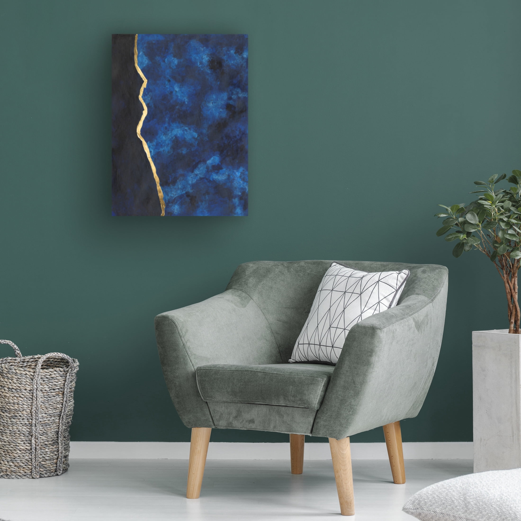 Canvas Wall Art - Michael Willett 'Gilt Indigo II' Wall Art for Living Room, Bedroom, or Office Décor by Trademark Fine Art - 14 x 19 Inches