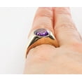 thumbnail image 2 of Natural Certified Purple Amethyst Gemstone 925 Sterling Silver 14K Yellow Gold Plated Handamde Ring For Woman And Men's Birthstone gift Ring, 2 of 3