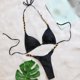 thumbnail image 2 of Gibobby Traje de Baño Sexy Bikini Conjunto de dos piezas de bikini de color sólido con base de y correa para mujer(Negro,M), 2 of 4