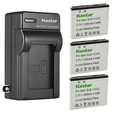 Kastar 3-Pack Battery and AC Wall Charger Replacement for Samsung SLB-1137C SLB1137C Battery Samsung i7 Samsung Digimax i7 Camera