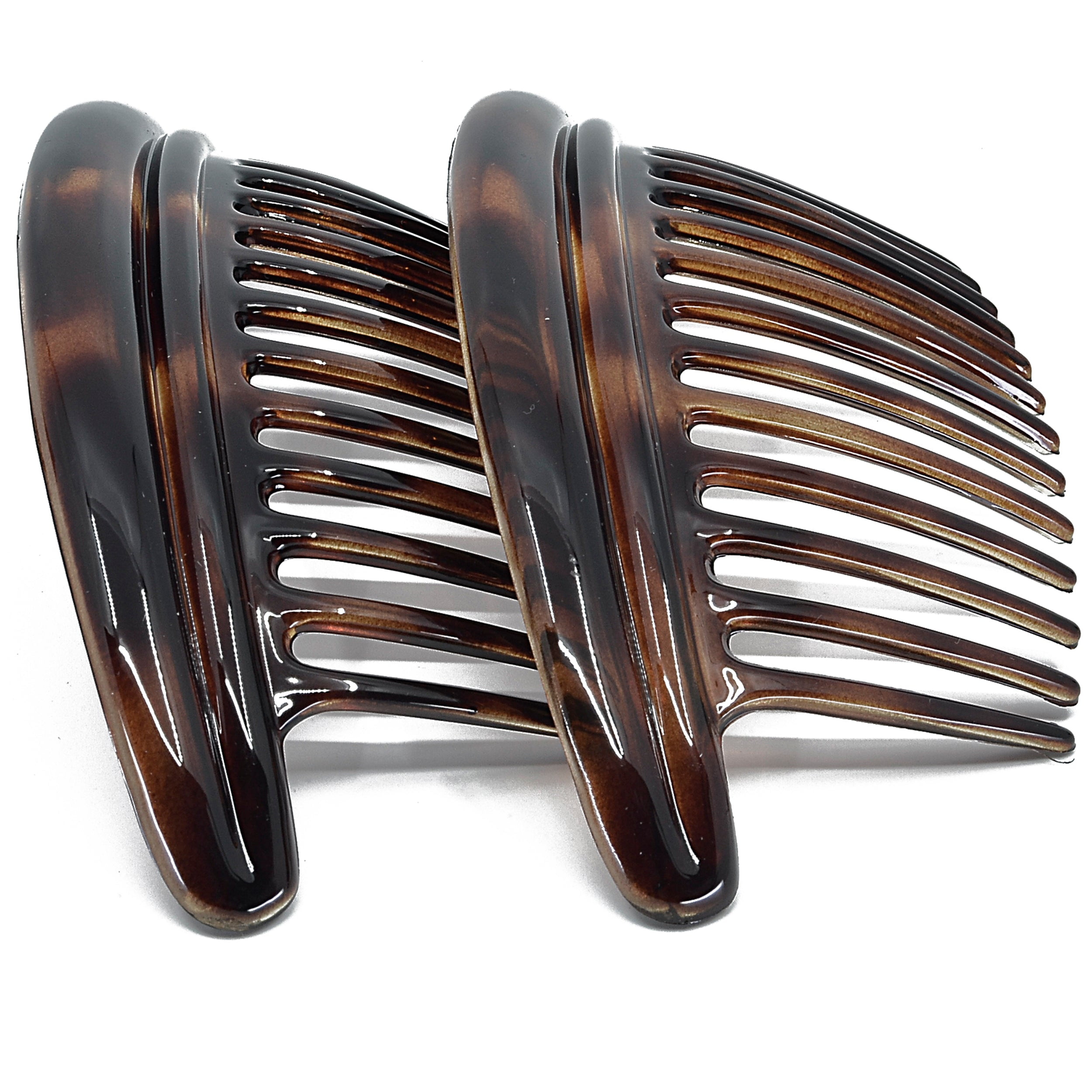 Camila Paris CP3329 French Hair Side Combs Amber Interlocking Combs French Twist Hair Combs, Strong Hold Hair Clips for Women Bun Chignon, Up-Do Styling Girls Hair Accessories Made in France