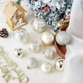 thumbnail image 2 of Adornos navideños en forma de bola: 30 unidades de adornos navideños de plástico irrompibles para colgar en el árbol de Navidad, fiestas, bodas y otras ocasiones (varios tamaños, champán), 2 of 6