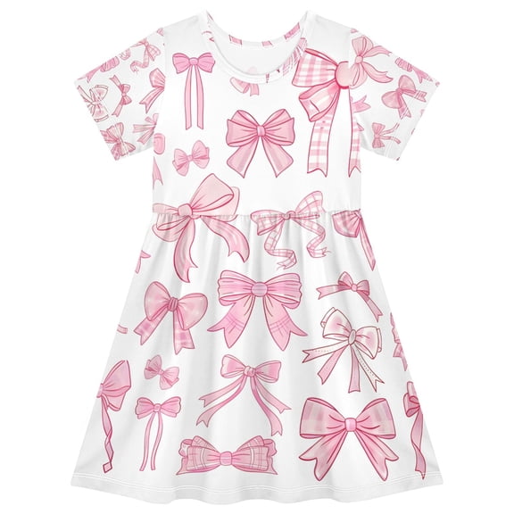 joogoo Bow3 Girls' Short Sleeve Dress Kids Dresses 5-6T