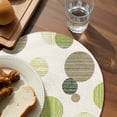 thumbnail image 3 of Abstract Geometric Round 15 Inch Placemats Set of 8, Farmhouse Vintage Polka Dot Green HeatResistant Non Slip Place Mats for Dining Table, Wipeable Braided Kitchen Table Mats for Housewarming, 3 of 9