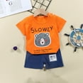 thumbnail image 3 of Toddler Boy Outfits Summer Kids Toddler Boys and Girls Cartoon Print Short Sleeved T Shirt with Shorts Two Piece Set Shorts for Boys Blue 3 Years-4 Years, 3 of 3