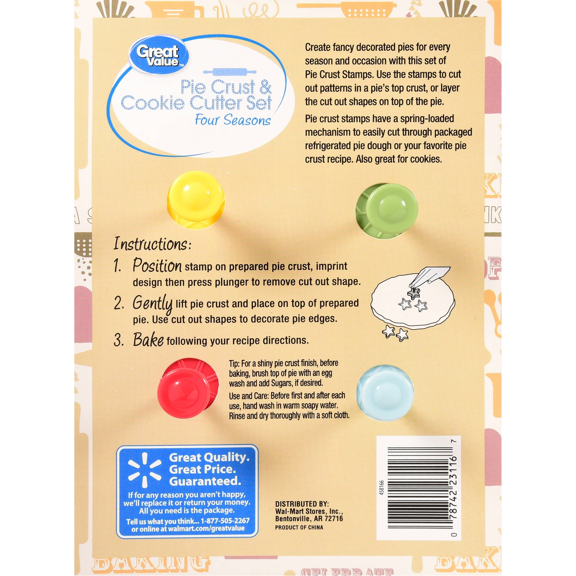 Great Value Pie Crust & Cookie Cutter Set, Four Seasons, 4 Count
