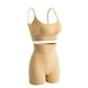 thumbnail image 4 of Gibobby Conjunto de Entrenamiento para Mujer Conjuntos de entrenamiento para mujer, acanalado, 2 piezas, cintura alta sin costuras, traje de gimnasio, conjuntos de pantalones(Caqui, L), 4 of 5