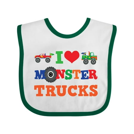 

Inktastic I Love Monster Trucks Gift Baby Boy or Baby Girl Bib