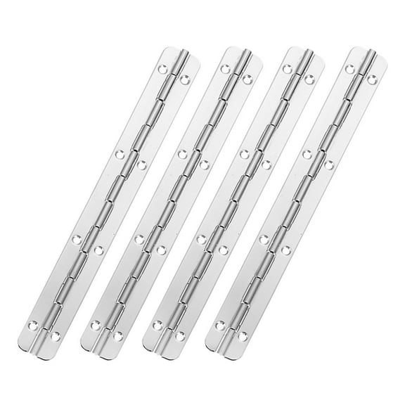 WHAMVOX 4pcs Stainless Steel Continuous Hinge Piano Boat Hinges Cabinet Door Deck Hinge With Pre-Drilled Holes For Piano Cabinets And Wooden Box