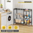 thumbnail image 3 of Broom Holder with Cleaning Supplies Organizer, Movable Broom Closet Storage Cabinet with Cleaning Caddy, Cleaning Cart with Mop Rack, Janitorial Housekeeping Cart on Wheels, Laundry Room Organization, 3 of 4