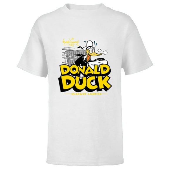 Disney Donald Duck 90th Anniversary Quackin’ Around Retro- Short Sleeve T-Shirt for Kids - Customized-White