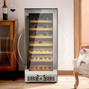 Wine Fridge, 15 inch 33 Bottles 41-65℉ Temperature Touch Control, Built-In/Under Counter/Freestanding Wine Cooler Refrigerator