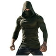 thumbnail image 2 of Puntoco Men's UPF 50+ Hooded Fishing Shirts Long Sleeve Sun Protection Hoodie, Hiking Running Swimming Rash Guard with Mask Army Green XL(XL), 2 of 3