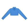 thumbnail image 3 of Kvysinly Kids Girls Long Sleeve Mock Neck Crop Top Shirt Ballet Dance Workout Yoga Practice Light Blue 14, 3 of 5