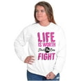 thumbnail image 4 of Life is Worth the Fight Breast Cancer Women Plus Size Crewneck Sweatshirt Brisco Brands 3X, 4 of 5