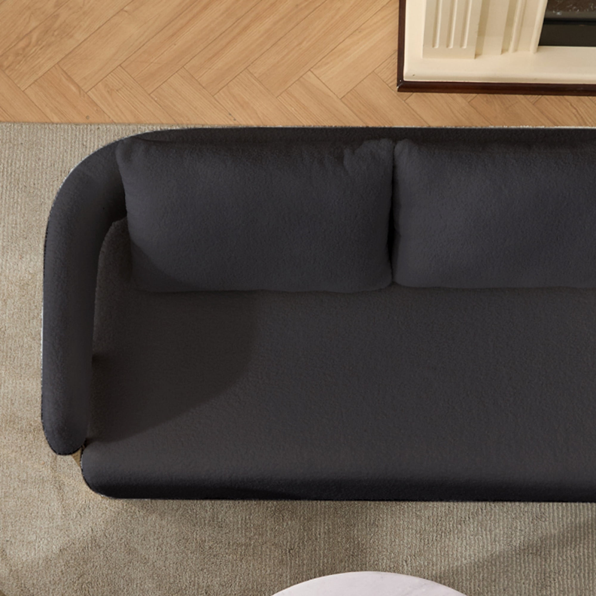 51" Small Sofa Couch Comfy Modern Teddy Upholstered 2-Seater Love Seats for Apartment,Bedroom,Office,Black