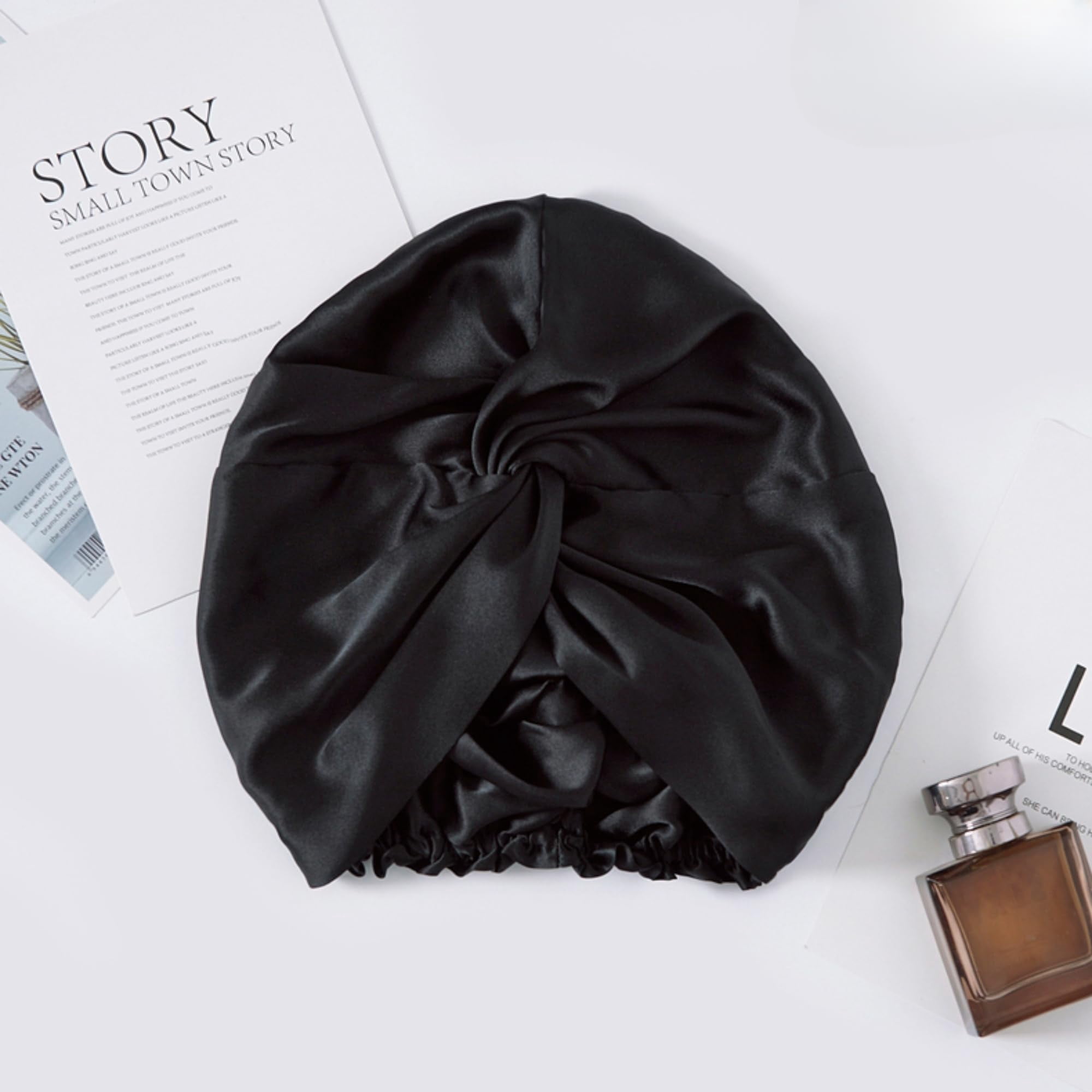 100% Mulberry Silk Reversible Sleep Bonnet – 22 Momme, Double-Layer Hair Wrap & Night Cap for Women