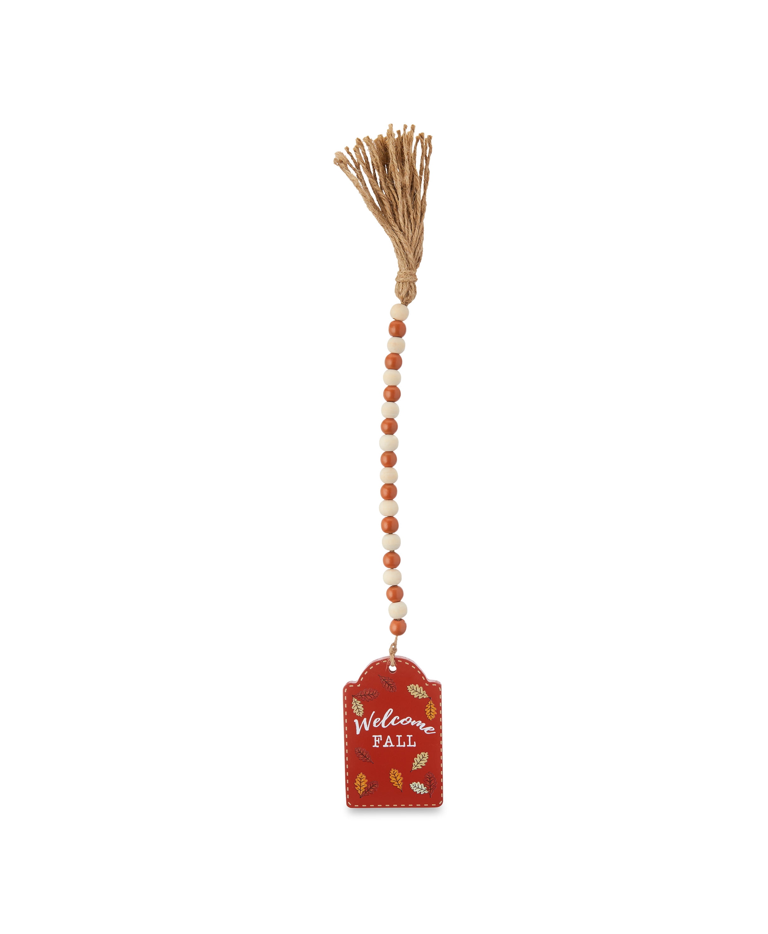 Way to Celebrate Harvest Beaded Jute Tassel with Red Wood Tag