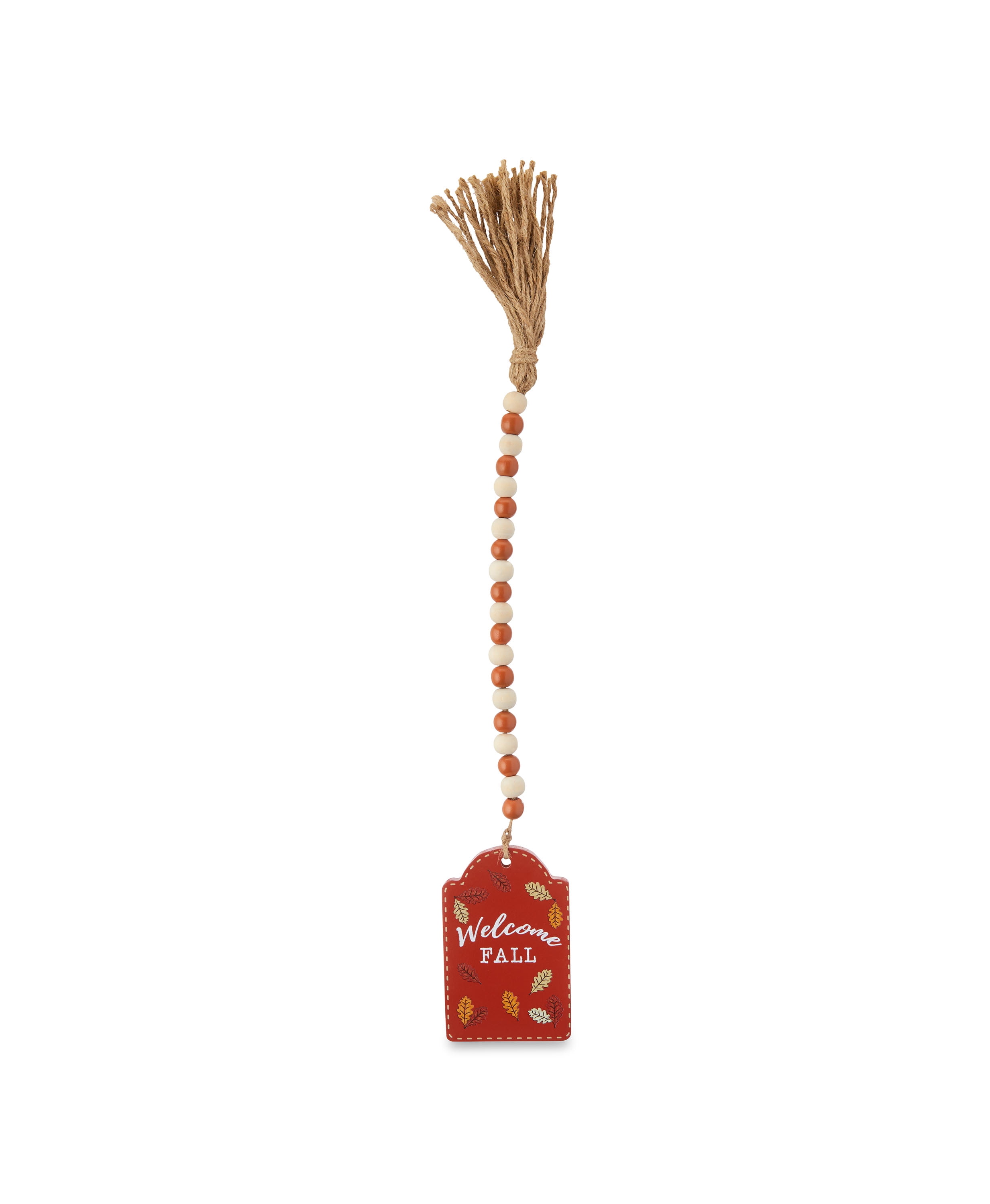 Way to Celebrate Harvest Beaded Jute Tassel with Red Wood Tag