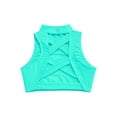 thumbnail image 5 of inhzoy Kids Girls Mock Neck Basic Crop Top Criss Cross Back Solid Color Jazz Latin Dance Sports Bra Light Green 10, 5 of 6