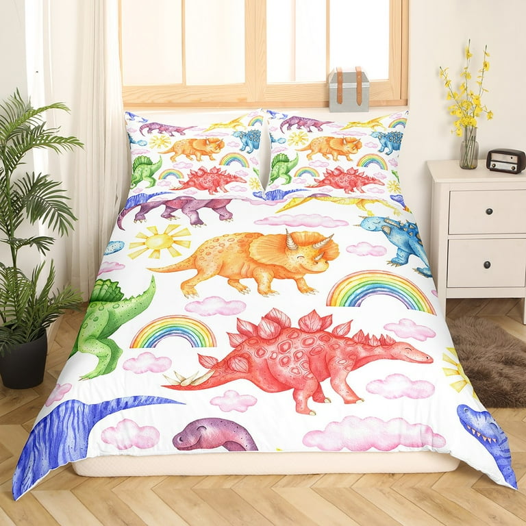 Kawaii Rainbow Bedding Duvet Set: 100% Cotton Flat Bed Sheet and Pillo –  DormVibes