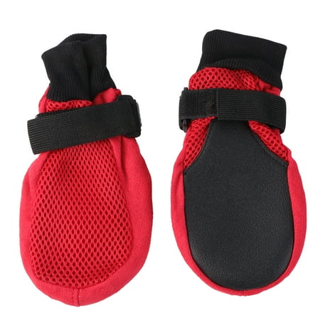 1 Set of Breathable Mesh Dog Puppy Shoes Nonslip Sole Dog Boots Paw Protector - Size (Red)