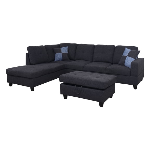 AYCP Furniture Sectional Sofa, Dark Gray Linen
