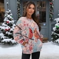 thumbnail image 2 of Xoenoiee Cardinal Cherry Blossom Print Sweatshirt for Women Long Sleeve Crewneck Sweatshirt Women Causal Loose Fit Pullover Tunic Top Fall Clothes Shirts, Size S, 2 of 7