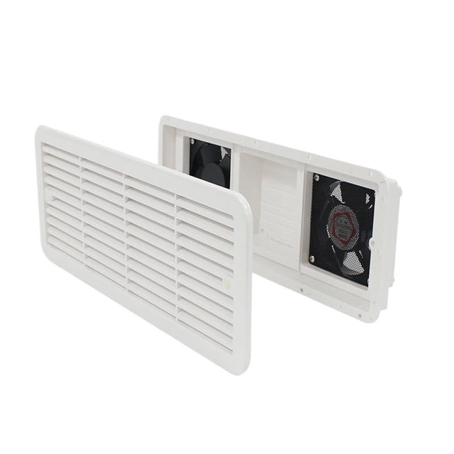 12 VDC Exhaust and Intake Dual Fans Outlet Bi-Directional Dust Proof Side Ventilation Fan